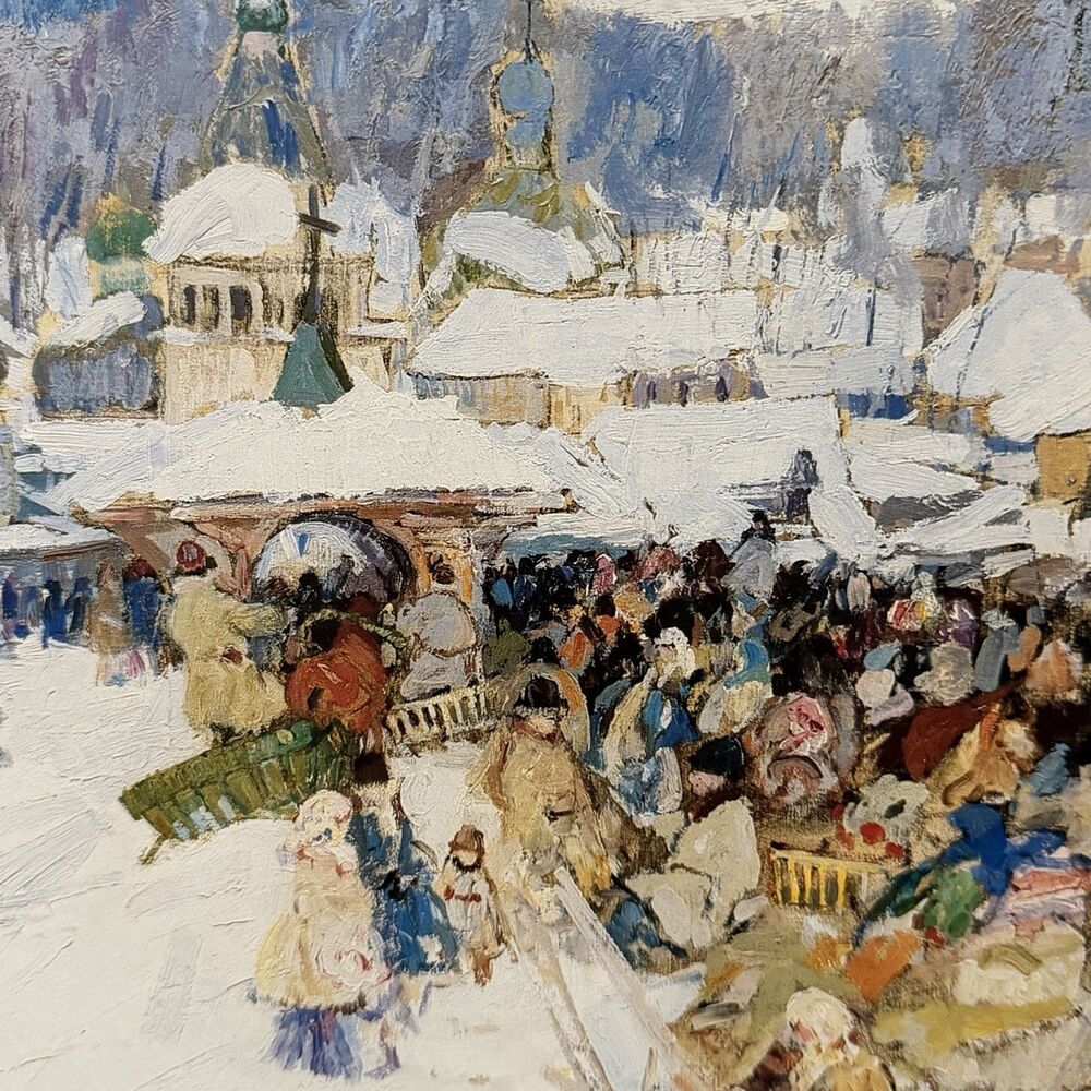 Leon Gaspard Vintage Art Print Marche Du Paretchy Winter Scene 29x22” - Picture 10 of 12